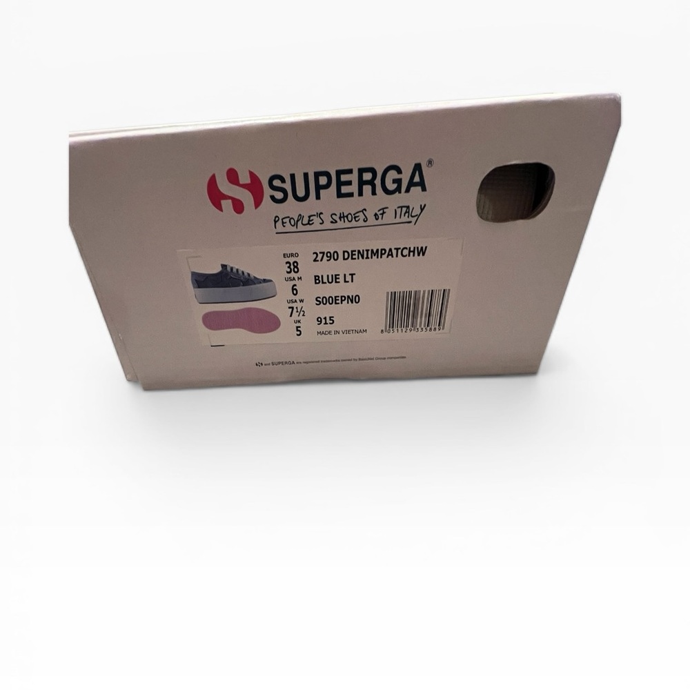 Superga Lizzy VD Ligt Platform Sneakers Womens US 7.5 Denim Patchwork NIB - Picture 10 of 10
